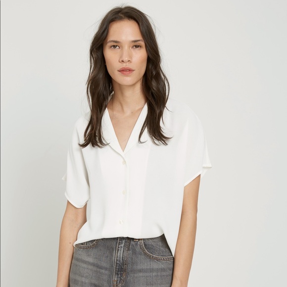 Frank & Oak Tops - Frank & Oak Camp Collar Blouse in White XS